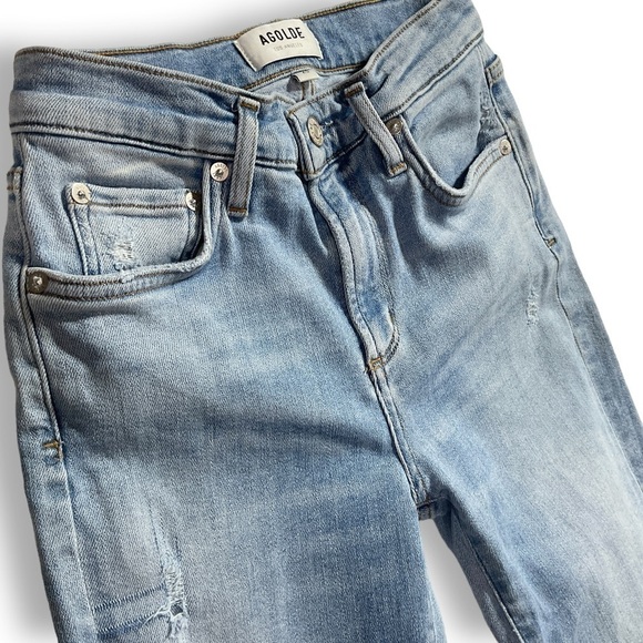 Agolde Sophie Ankle Jeans Slim Leg Light Wash Distressed Denim Sz 25 - Picture 5 of 11